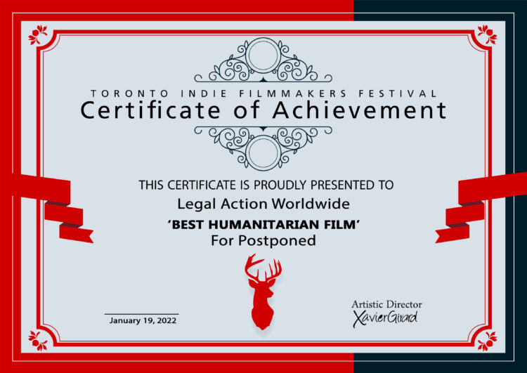 Best Humanitarian Film - certificate