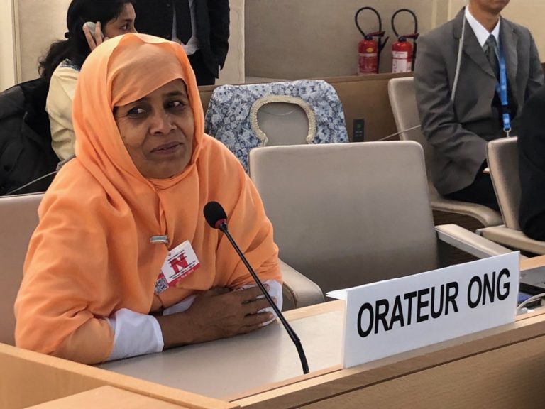 Shanti Mohila speaks at the Human Rights Council